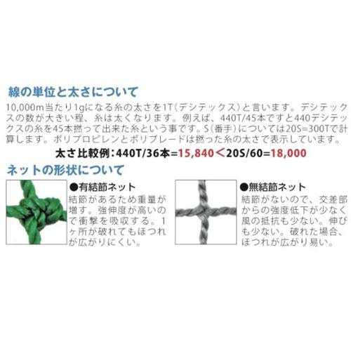 フットサル・ハンドゴールネット 440T/48本無結節 白12cm角目 S-3470
