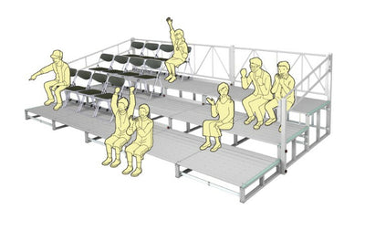 折リタタミ式 アルミ製観覧席ステージ 3段5連セット手スリ付 S-7019